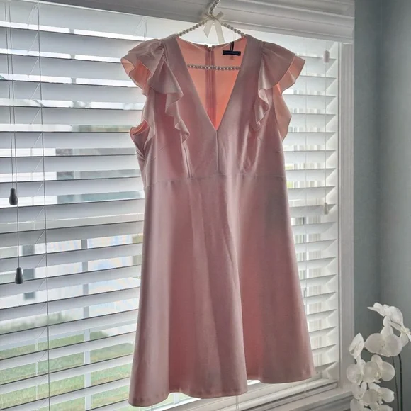 Tommy Hilfiger Pink Mini Dress with Ruffle Sleeves - Picture 2 of 3